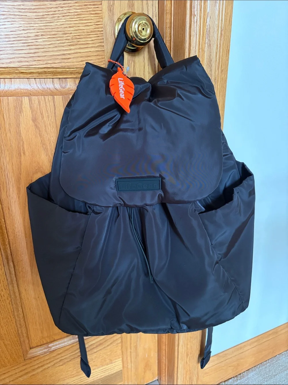 LifeGear Unisex Soft Black Nylon Backpack w Trolley Sleeve